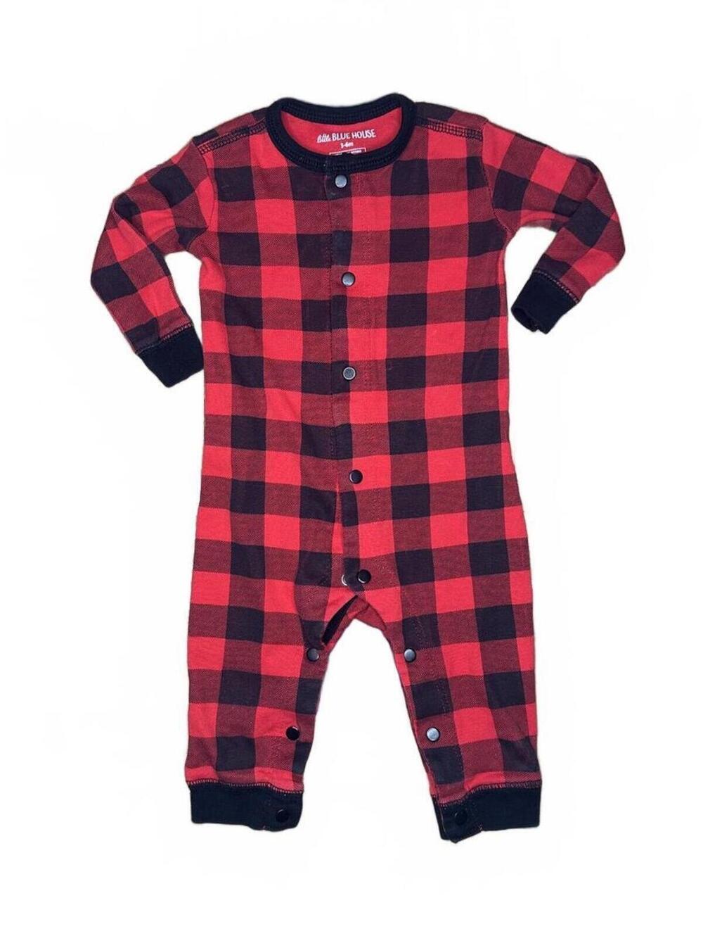 Little Blue House Red & Black Buffalo Plaid Baby Sleeper 3-6 Months Moose Back